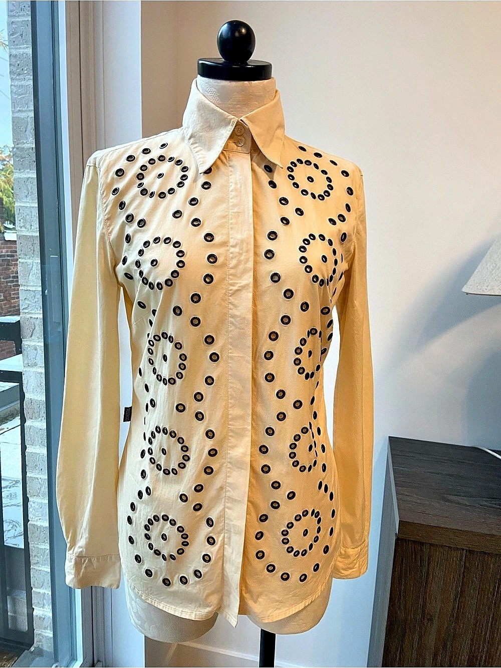 Vintage Moschino Jeans embellished with rivets button-down shirt cream